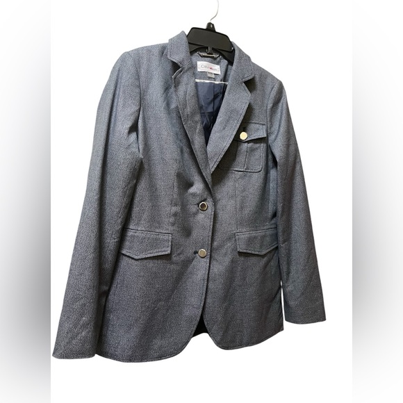 CALVIN KLEIN BLAZER NOTCH COLLAR TWO-BUTTON DOWN WOMEN BLUE COLOR POCKETS SIZE 6 - Picture 4 of 9